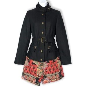 Desigual Wool Tapestry Coat Size 36 (XS/S) Snap Front Belted Pockets. BB